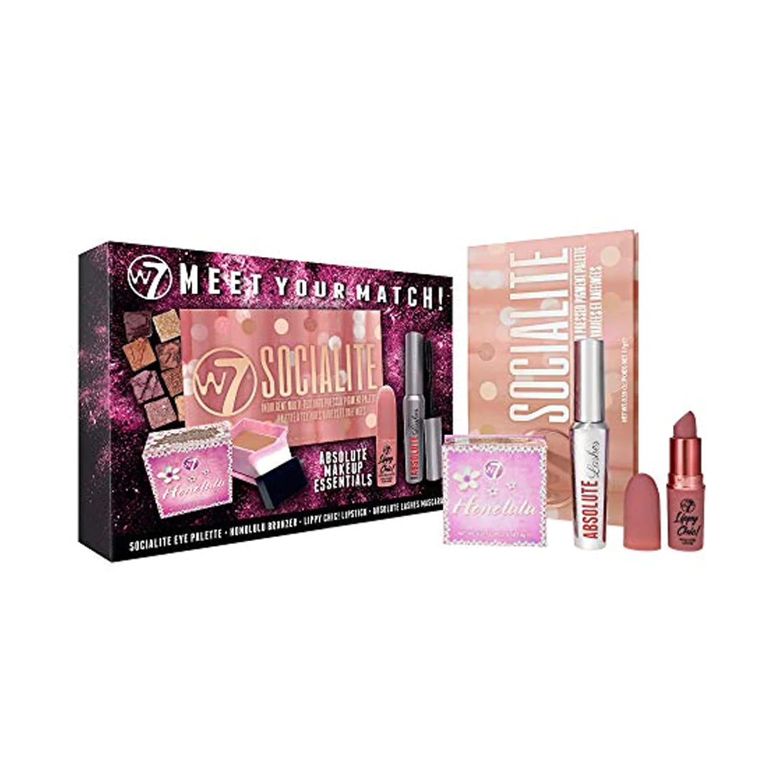 W7 - Meet Your Match Gift Set - Eyeshadow, Mascara, Bronzer & Lipstick Makeup Kit