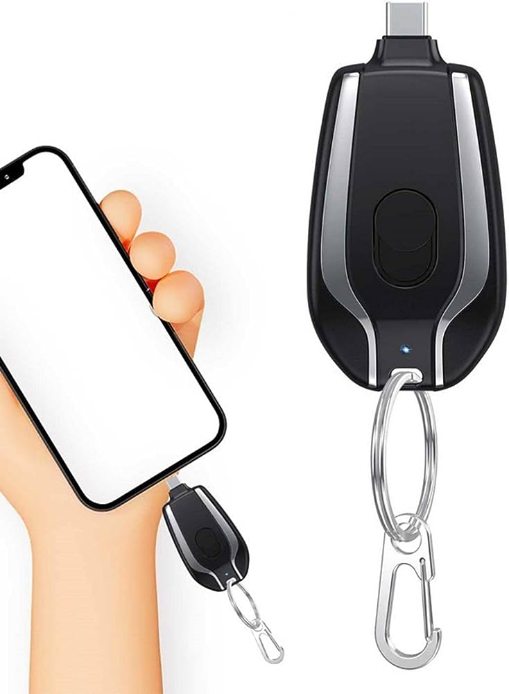 Keychain Portable Charger, Mini Power Emergency Pod Key Ring Cell Phone Charger, Ultra-compact External Fast Charging Power Bank Type C Battery/iphone